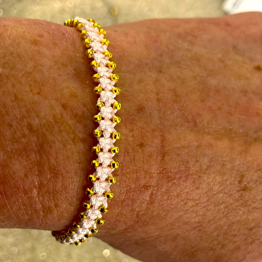 New Super Cute Baby Pale Ballet Pink Gold Petite Boho Festival Bracelet